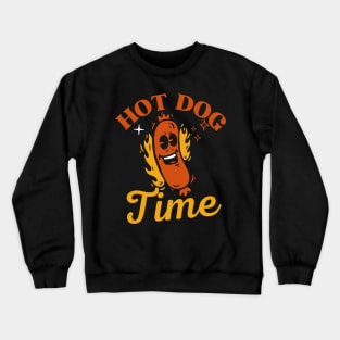 Hot Dog Time Retro Vintag Funny Hot Dog Saying Crewneck Sweatshirt